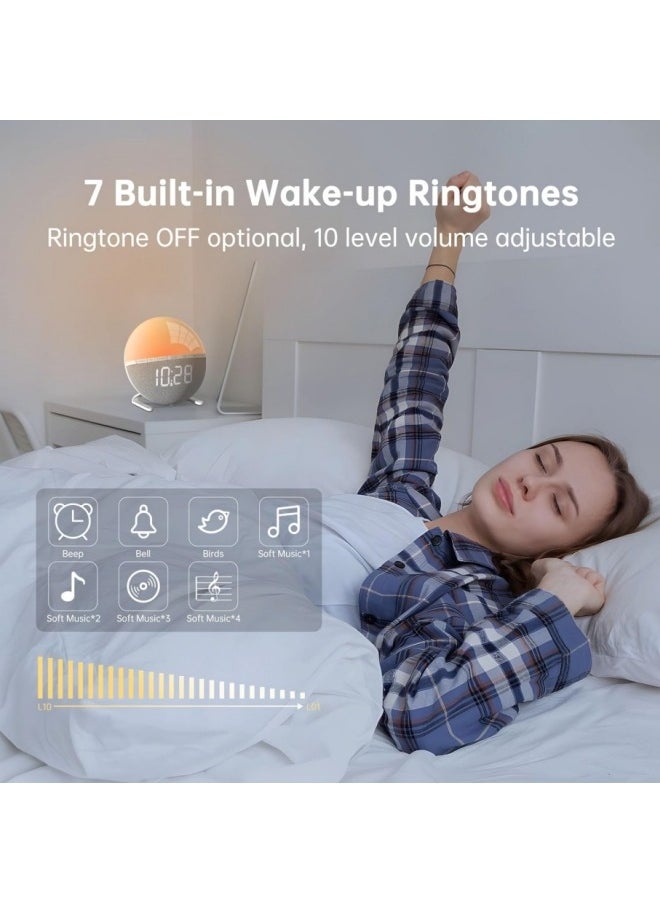 Generic - Alarm clock Wake Up Light Sunrise Alarm Clock for Kids, Adults, Heavy Sleepers, Bedroom, Sunlight Alarm Clock with Sunrise Simulation, Snooze, 7 Ringtones, Sleep Aid, 9 Colors Night Light, Ideal for Gift - Image 1