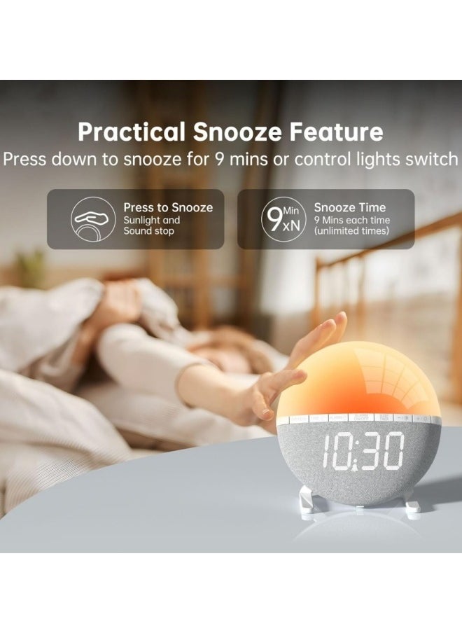 Generic - Alarm clock Wake Up Light Sunrise Alarm Clock for Kids, Adults, Heavy Sleepers, Bedroom, Sunlight Alarm Clock with Sunrise Simulation, Snooze, 7 Ringtones, Sleep Aid, 9 Colors Night Light, Ideal for Gift - Image 1