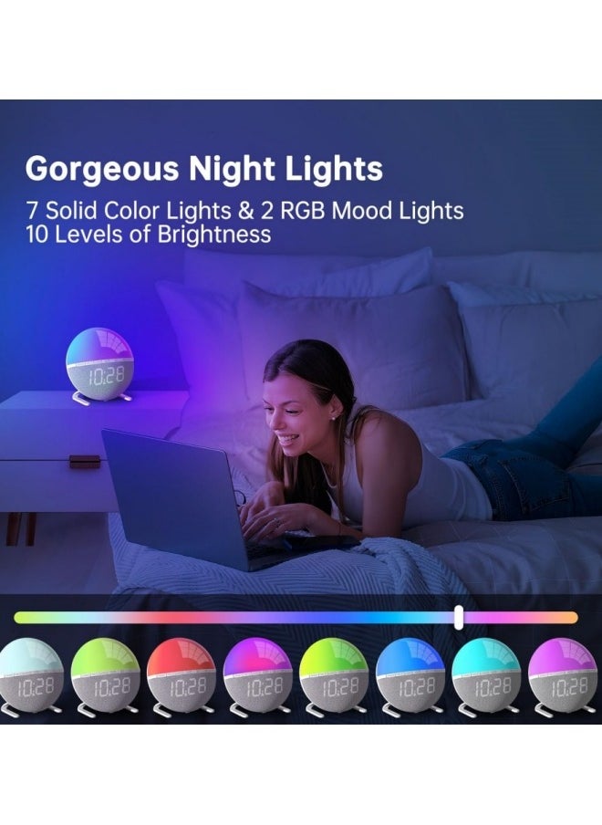 Generic - Alarm clock Wake Up Light Sunrise Alarm Clock for Kids, Adults, Heavy Sleepers, Bedroom, Sunlight Alarm Clock with Sunrise Simulation, Snooze, 7 Ringtones, Sleep Aid, 9 Colors Night Light, Ideal for Gift - Image 1