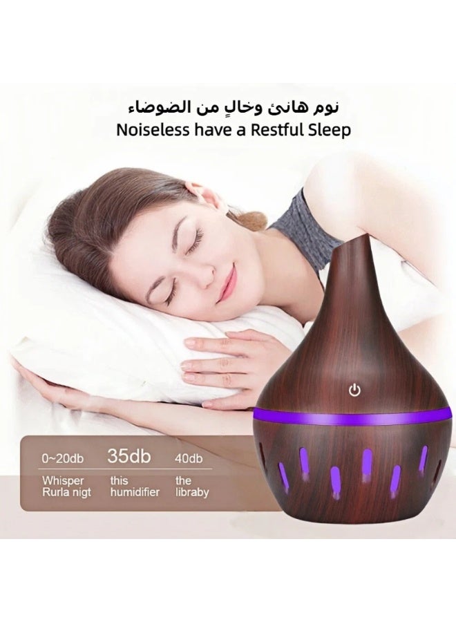 موزع العطور، مرطب بالزيوت العطرية مزود بمصابيح LED بـ 7 ألوان، موزع عطور محمول هادئ يعمل عبر USB للاستخدام في المنزل والسيارة والمكتب، سعة 300 مل - Image 2