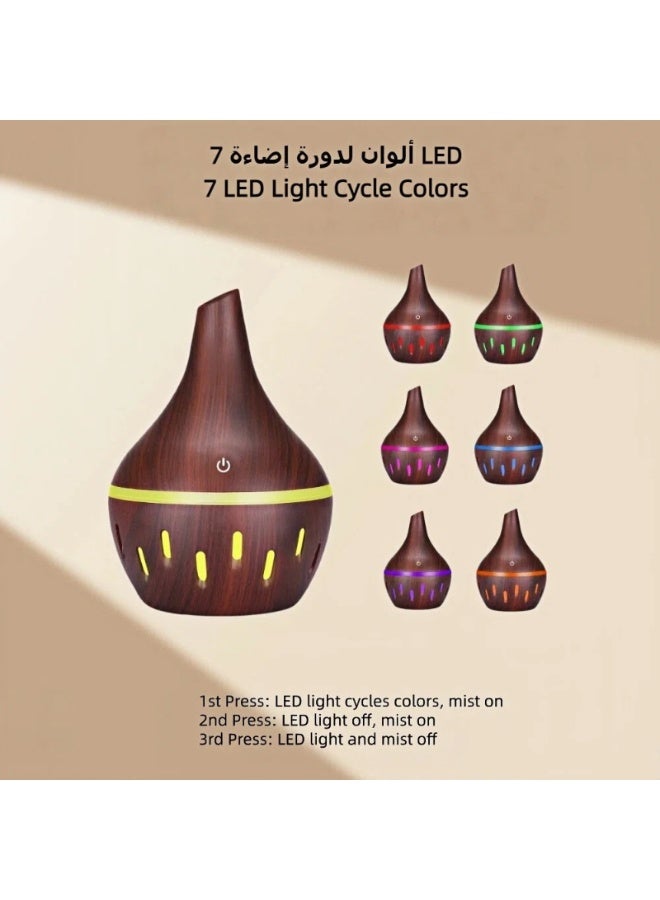 موزع العطور، مرطب بالزيوت العطرية مزود بمصابيح LED بـ 7 ألوان، موزع عطور محمول هادئ يعمل عبر USB للاستخدام في المنزل والسيارة والمكتب، سعة 300 مل - Image 4