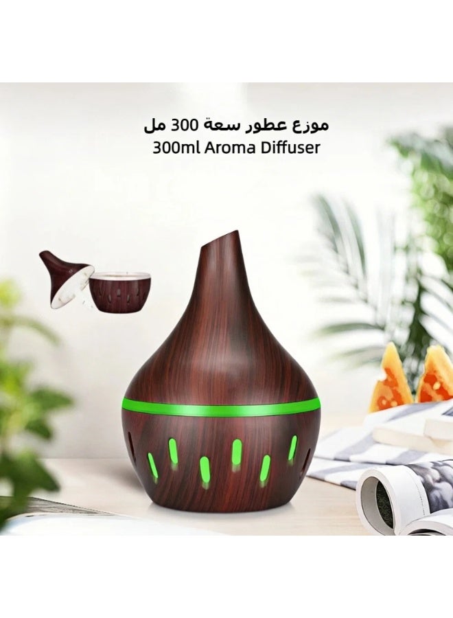 موزع العطور، مرطب بالزيوت العطرية مزود بمصابيح LED بـ 7 ألوان، موزع عطور محمول هادئ يعمل عبر USB للاستخدام في المنزل والسيارة والمكتب، سعة 300 مل - Image 5