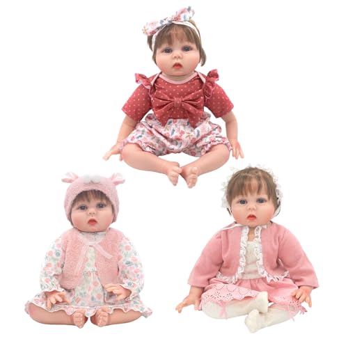 18INDC Reborn Doll Clothes for 2022 Inch Dolls 3 Sets 20 Inch Baby Doll Clothes Accessories 10 Pcs with Dress Coat Outfits Headbands Socks Top and Pants for 20 22 Baby Dolls - Image 5