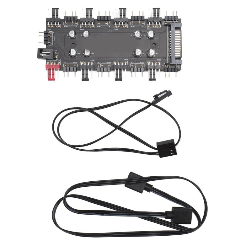 Republic Of Gamers 8 Way ARGB PWM 2 in 1 Hub 5V 3Pin ARGB 12V 4Pin PWM - Addressable RGB Lighting Ports for PC Computer Chassis - Image 1