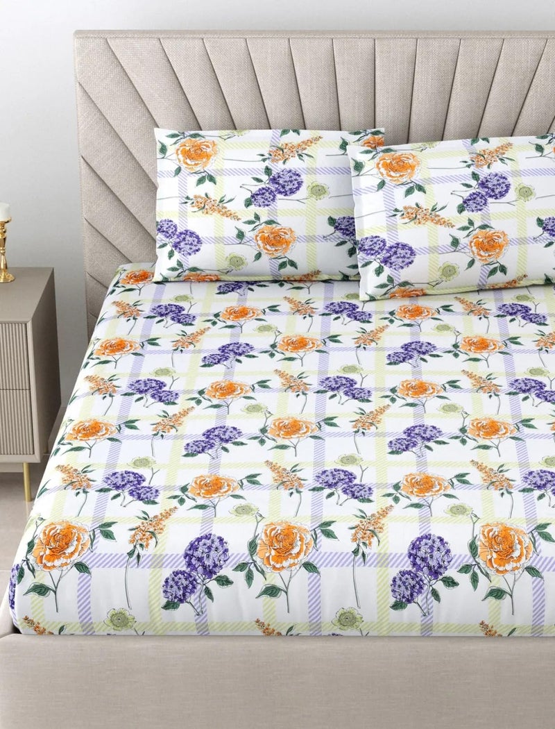 Bombay Dyeing King Size Cotton Bedsheet 164 Thread Count, Soft & Breathable, King Size: 274cm x 274cm with 2 Pillow Covers - FKA2414 - Image 1