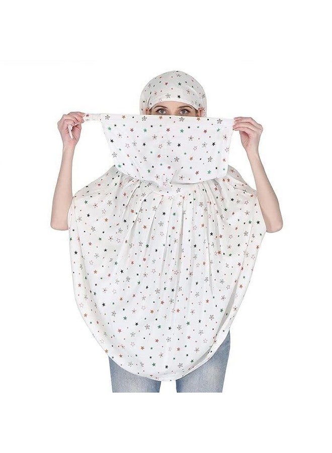 J.V Enterprise J.V Enterprise Cotton Long Scarf Cum Mask scarves Usable for vehicle Driver | White Printed Design | Universal Size | For Girl & Women | Breathable Sun Protection Light Weight(multi design) - Image 1