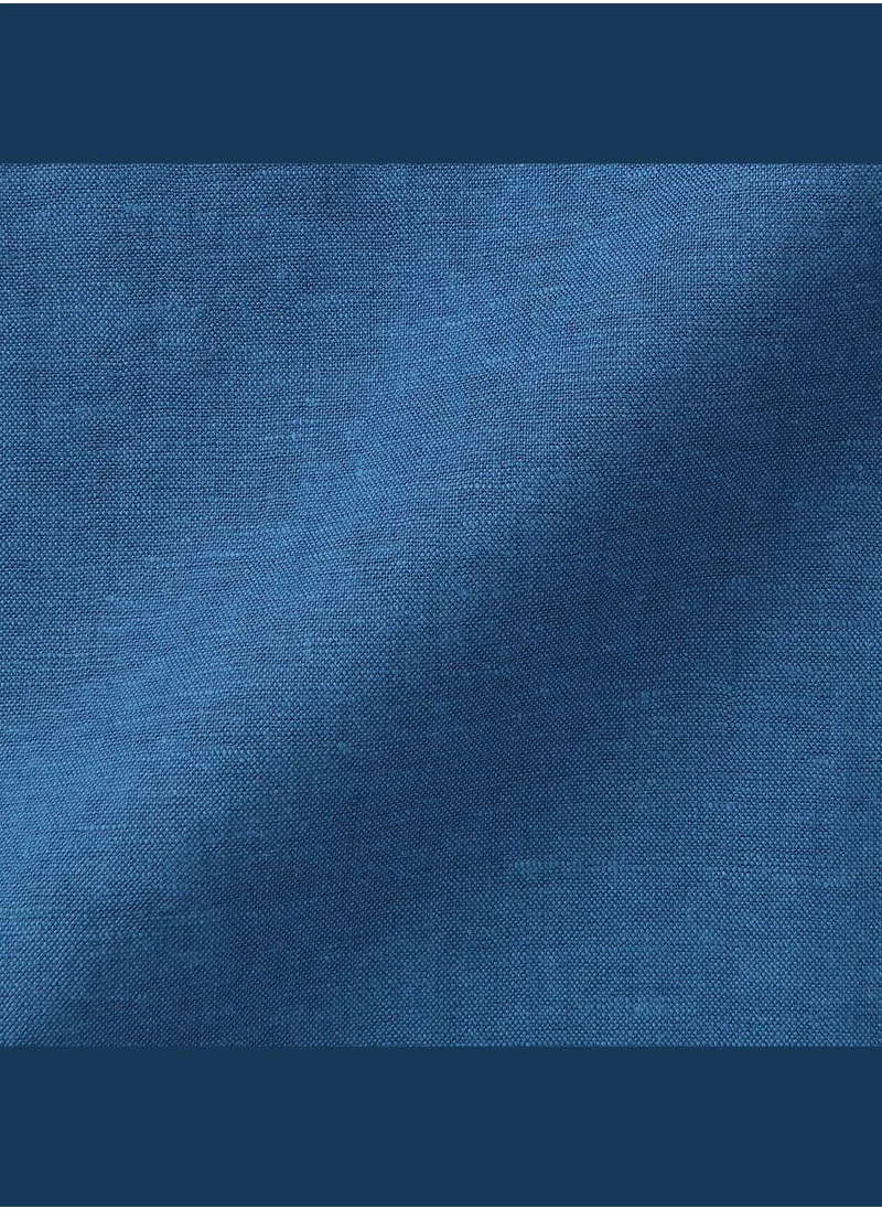 موجي قميص كتان بأكمام طويلة وقبة عالية