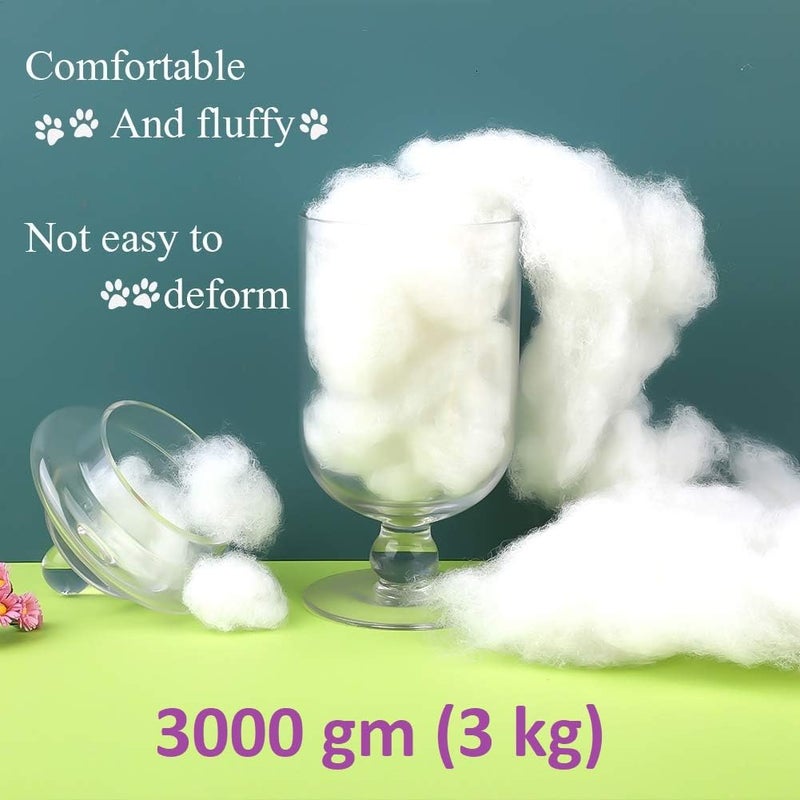 VLYSIUM Soft 3 Kg Fiber, Racron Polyester Synthetic Cotton Filling for Cushion, Pillow, Teddy Bear, Toy Stuffing (3 Kg, Pure Virgin Fiber, White) (Vacuum Packed) - Image 2