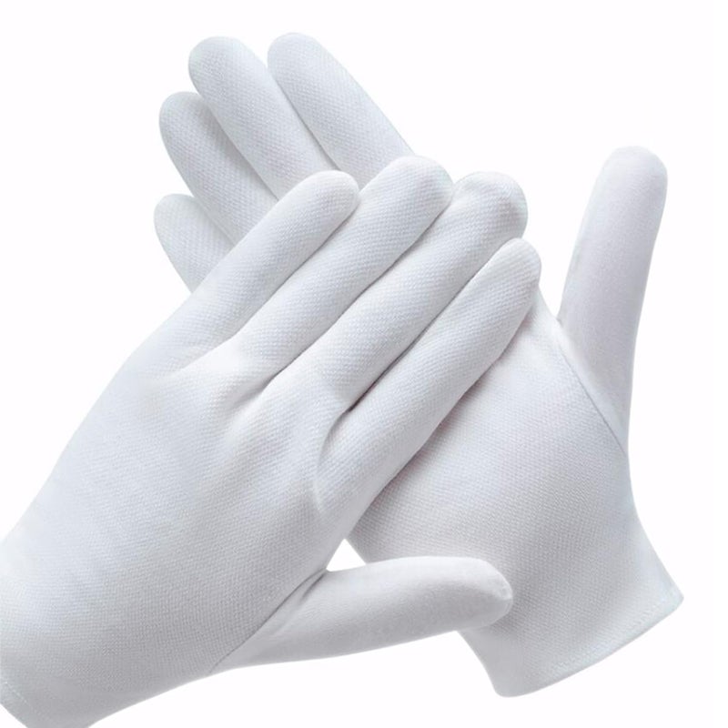 Becharaji Cotton Gloves for Dry Hands White Cotton Gloves for Handling Film SPA Gloves for Women Inspection Gloves for Men Cloth Gloves 12 pair