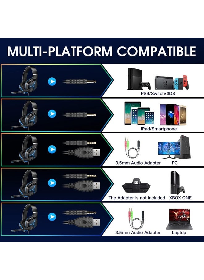 X bass nulliplex Gaming Headset Xbox one Headset with Mic Stereo Gaming Headset, Noise Immunity Swivel Mic & LED Light, Suspension Headband PS4 VR Headphone Compatible with PC PS5 Xbox One  - Image 4