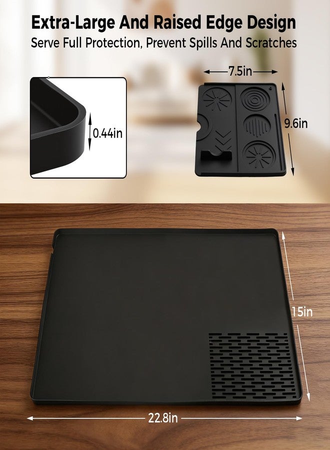 RICANK Silicone Coffee Mat for Ninja Luxe Espresso Machine ES601, Breville Barista Express and Most Home Espresso Machines– Large Heat-Resistant Coffee Bar Mat for Ninja luxe Cafe Accessories Black - Image 2