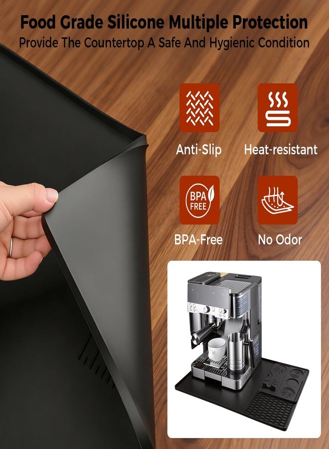 RICANK Silicone Coffee Mat for Ninja Luxe Espresso Machine ES601, Breville Barista Express and Most Home Espresso Machines– Large Heat-Resistant Coffee Bar Mat for Ninja luxe Cafe Accessories Black - Image 4