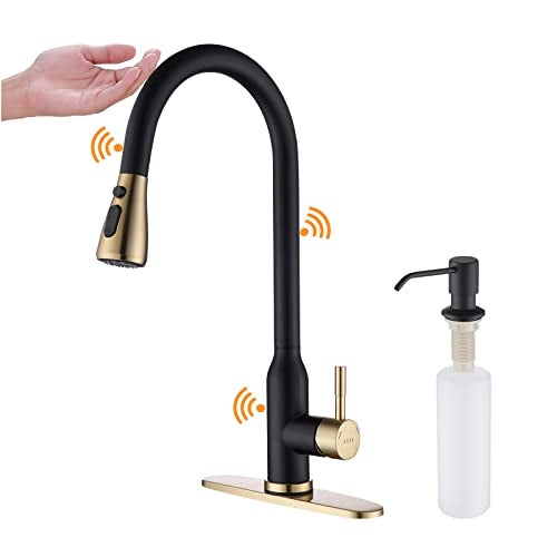Touch Kitchen FaucetKEER Smart Kitchen Sink Faucet with Pull Down Sprayer Touch on Activated Kitchen Bar Sink Faucet Brushed Nickel Stainless Steel Matte Black Gold