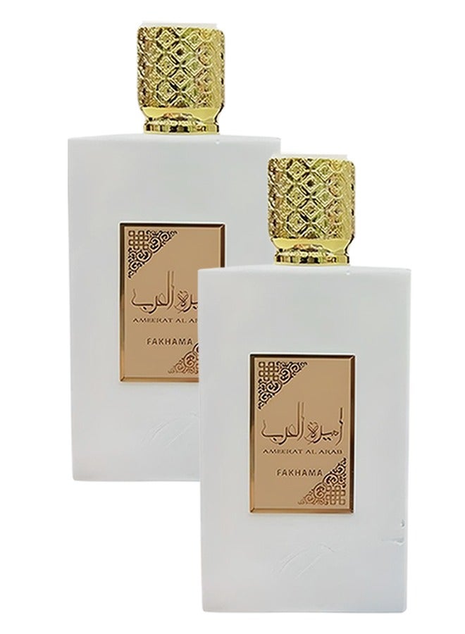 FAKHAMA 2 Pieces Ameerat Al Arab Perfume White For Women 100ml EDP - Image 1