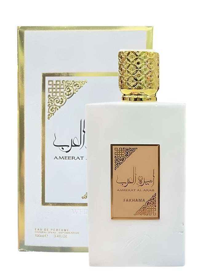 FAKHAMA 2 Pieces Ameerat Al Arab Perfume White For Women 100ml EDP - Image 2