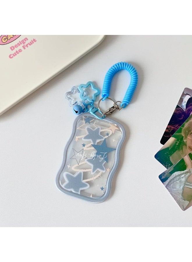 NIBEMINENT حامل بطاقة صور نجوم ملونة بتدرج 1 - قطعة كيبوب مع قلادة سلسلة مفاتيح حامل بطاقة تعريف حامل بطاقة الهوية واقي بطاقة الصور للمدرسة مكتب بطاقة الهوية بطاقة الوصول للنساء الفتيات - Image 1