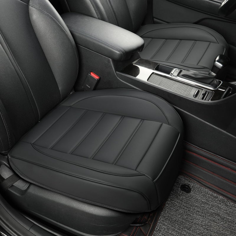 Vankerful 2 Pack Leather Front Car Seat CoversBottom Seat Covers for CarsDriver Car Seat CoverLuxury Seat ProtectorsWaterproofFull Wrapfor Most VehiclesSedanTruckSUVBlack