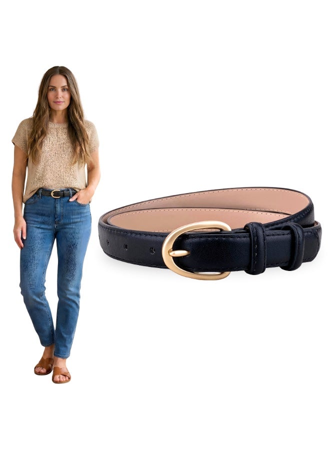 Classic Milano Women's Belt with Gift Box | Faux Leather Ladies Belt for Dresses, Jeans & Gowns | Stylish Womens Belt | Adjustable Girls Belt | Belt for Women with Elegant Buckle