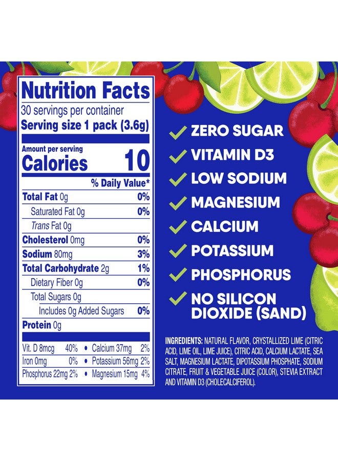 جو هايدرايت أكياس مسحوق الترطيب الفوري من جوهيدرات - مزيج مشروب منخفض الصوديوم من الإلكتروليتات - دعم طبيعي للترطيب، مشروب مسحوق بنكهة الإلكتروليتات خالي من السكر مع فيتامين د، 30 عبوة، نكهة الكرز والليمون - Image 4