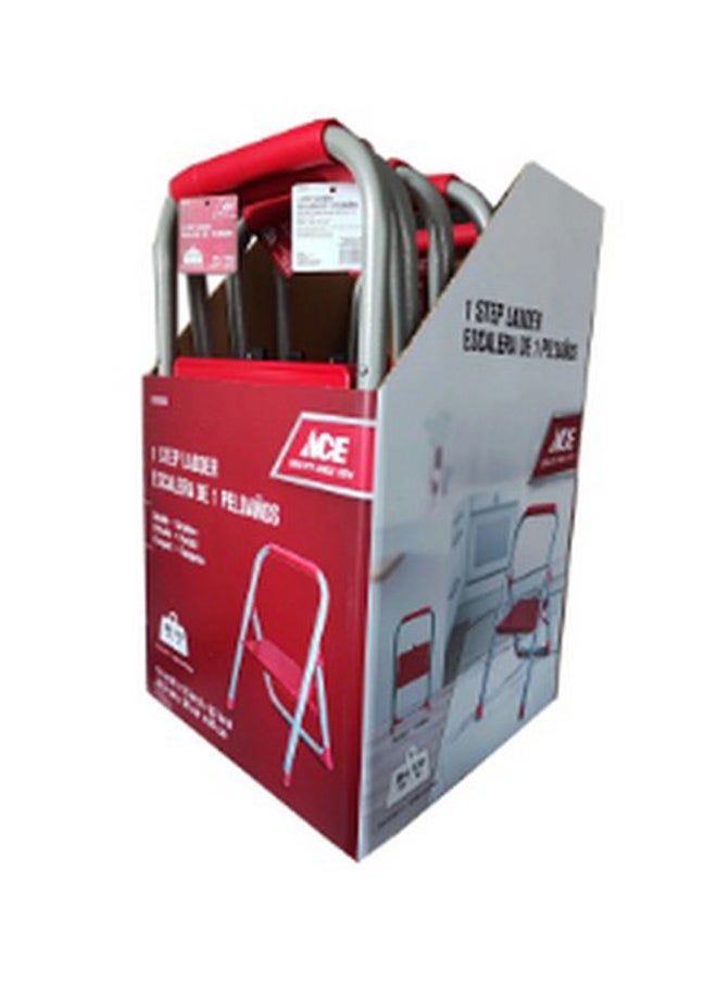 ACE Durable High Quality One Step Ladder Red and Grey 67 x 6.5 x 40 cm 1032296  - Image 1