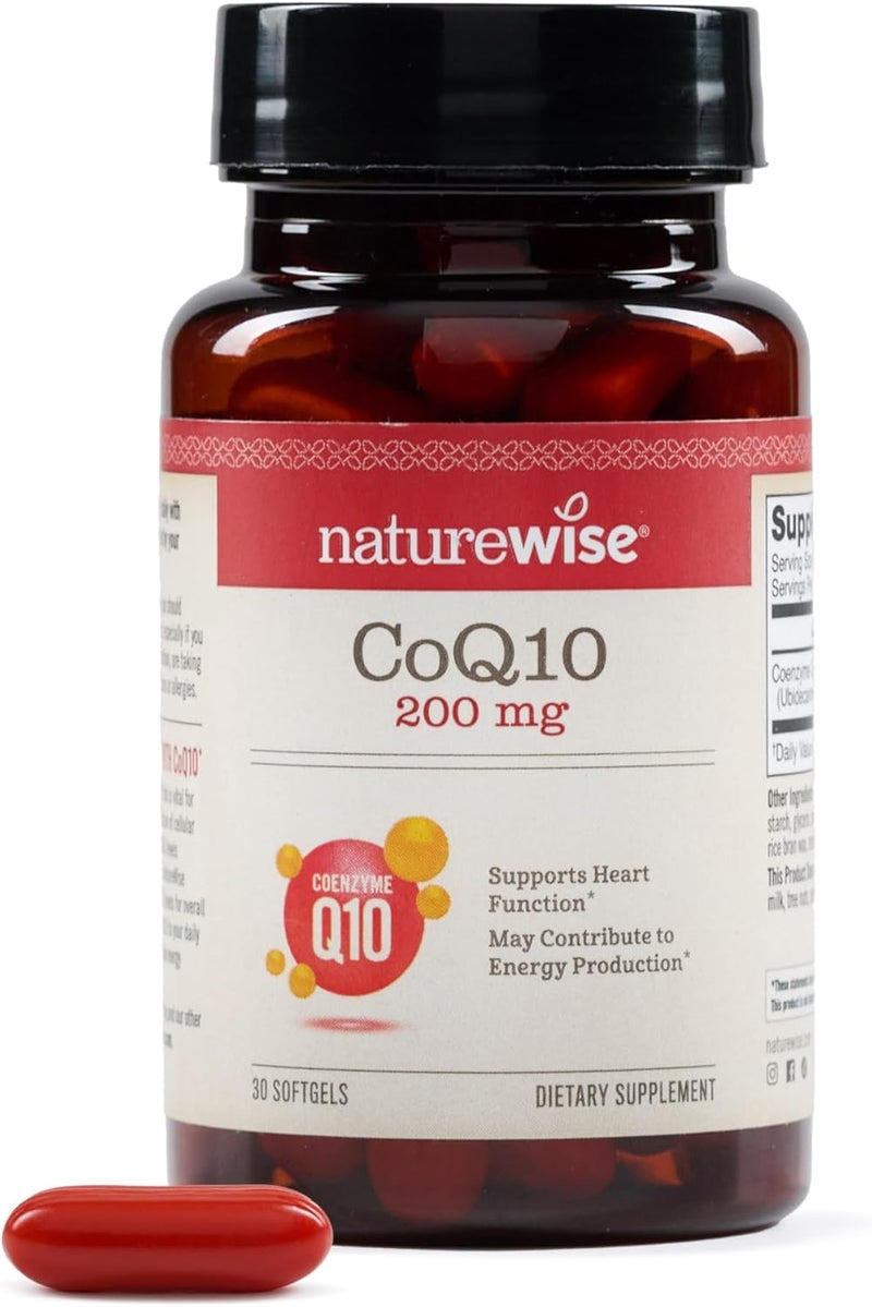 NatureWise CoQ10 200mg Softgels High Potency Ubiquinone  Coenzyme Q10 Supplement  Antioxidant for Heart Health  Energy  Vegan NonGMO GlutenFree  30 Count1Month Supply - Image 1