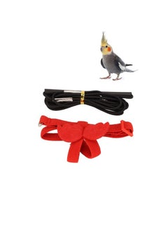 Zerodis Pet Bird Harness Leash, Lightweight Bird Flying Harness Anti Bite Bird Harness Leash for Parrots Pigeons Lovebird Red  - Image 1