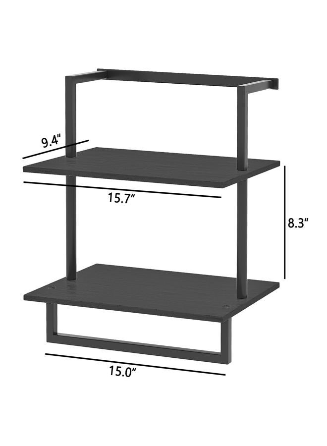 yeavs Wall Mounted Towel Rack for Bathroom, Bath Storage Holder 3-Tier Steel Wood Towel Shelf with Bar, Black - Image 3