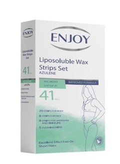 ENJOY Enjoy Liposoluble Wax Strips Set Azulene For All Skins 41pcs  - Image 2