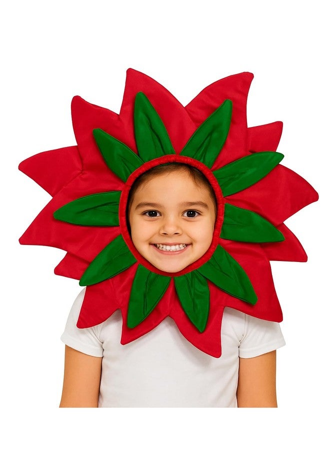 QuickBazaar Flower Face Fancy Dress Costume For Kids | Flower Headpiece Mask | Fancy Dress Costumes School Function & Theme Party (Red, 8-9 Years) - Image 1