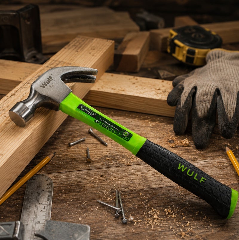 WULF Claw Hammer 8oz with Ergonomic Non-Slip Rubber Grip Handle, Forged Steel Hammer Head with Polished Claw for Nail Pulling, Carpentry, Woodwork, Construction, DIY Repairs & Professional Heavy-Duty Use - Image 4