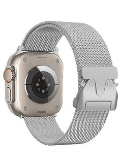 Generic Adjustable Metal Strap for Apple Watch Ultra & Ultra 2 - Milanese Loop Stainless Steel Mesh Band for 49mm, 46mm, 45mm, 44mm (Silver)  - Image 1
