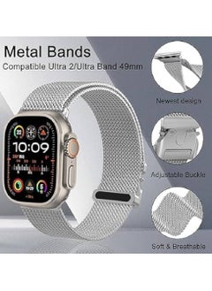 Generic Adjustable Metal Strap for Apple Watch Ultra & Ultra 2 - Milanese Loop Stainless Steel Mesh Band for 49mm, 46mm, 45mm, 44mm (Silver)  - Image 2