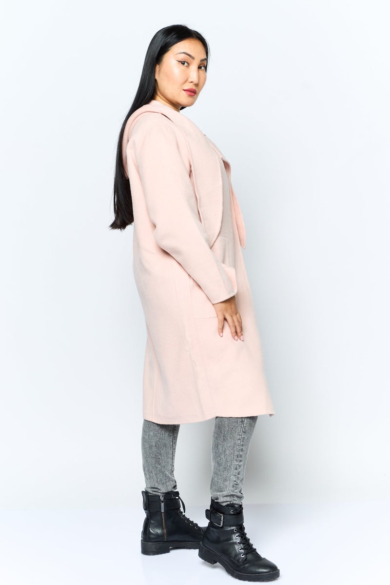 VERO MODA Women Solid Hooded Trench Coat, Pink  - Image 3