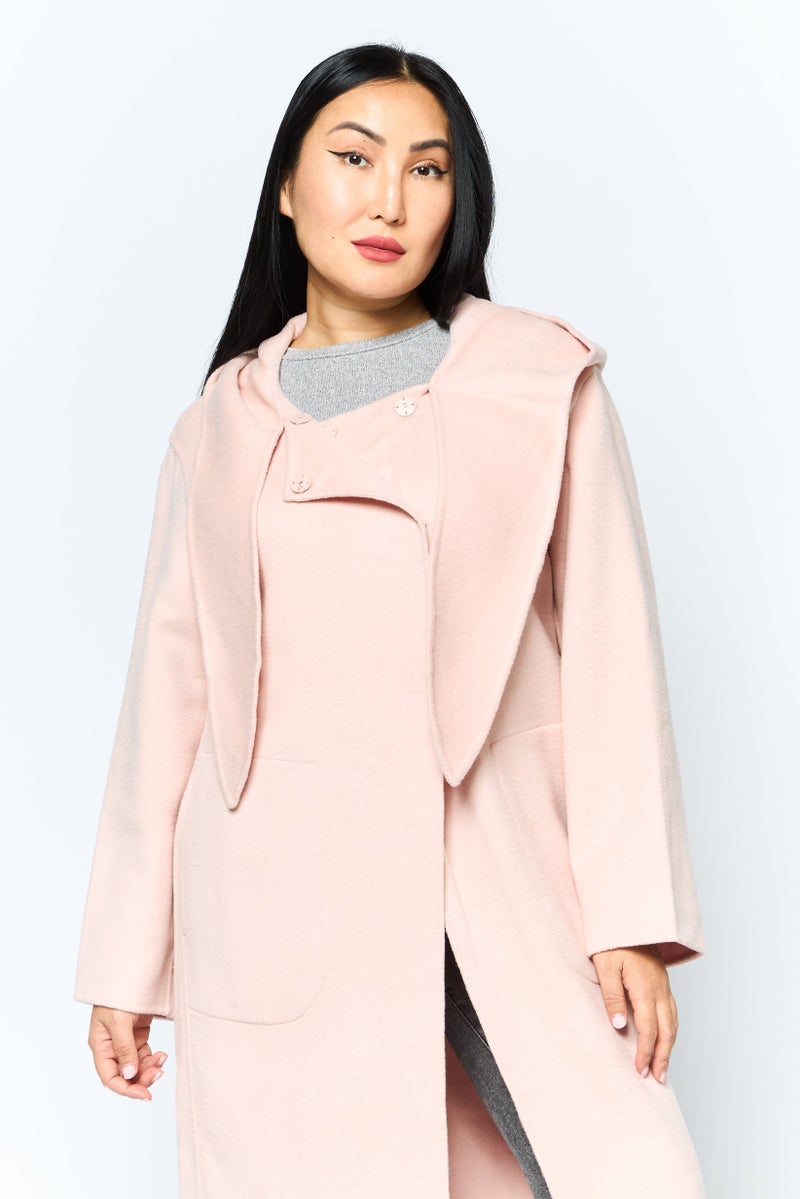 VERO MODA Women Solid Hooded Trench Coat, Pink  - Image 2