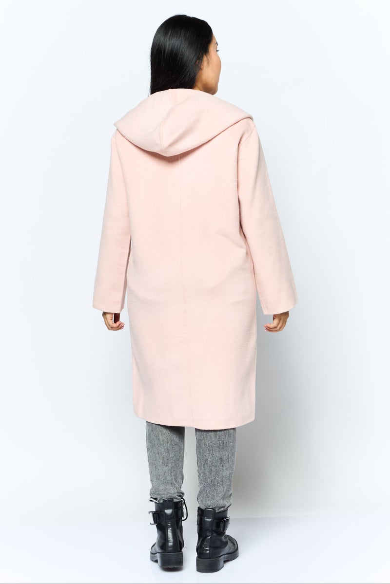 VERO MODA Women Solid Hooded Trench Coat, Pink  - Image 4