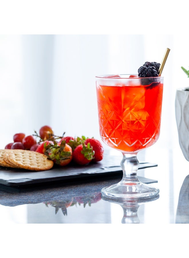 Restaurantware Timeless 11 Ounce Goblet Glasses, Set of 6 Etched Cocktail Glasses - Stemmed, Dishwasher-Safe, Clear Glass Water Goblets, Chip-Resistant, For Whiskey Or Cocktails - Image 3