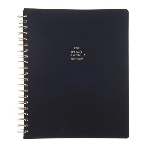 russell+hazel 2025 Vegan Leather Black Weekly Planner, 12 Month Calendar - Image 1