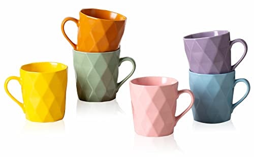 MIWARE 11 Ounce Porcelain Mugs, Set of 6, Tea and Cocoa Mug Set, Multicolor, Matte - Image 1