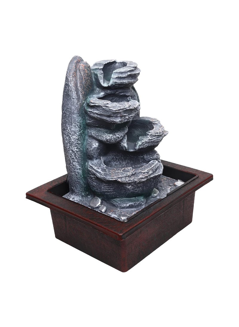 VIVARS VIVARS Relaxing Indoor Tabletop Water Fountain with LED Light Calming Sound for Bedroom Office and Home Dcor Grey  - Image 4