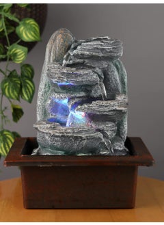 VIVARS VIVARS Relaxing Indoor Tabletop Water Fountain with LED Light Calming Sound for Bedroom Office and Home Dcor Grey  - Image 3