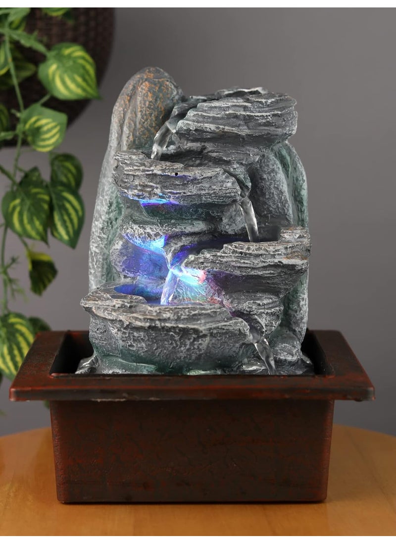 VIVARS VIVARS Relaxing Indoor Tabletop Water Fountain with LED Light Calming Sound for Bedroom Office and Home Dcor Grey  - Image 3