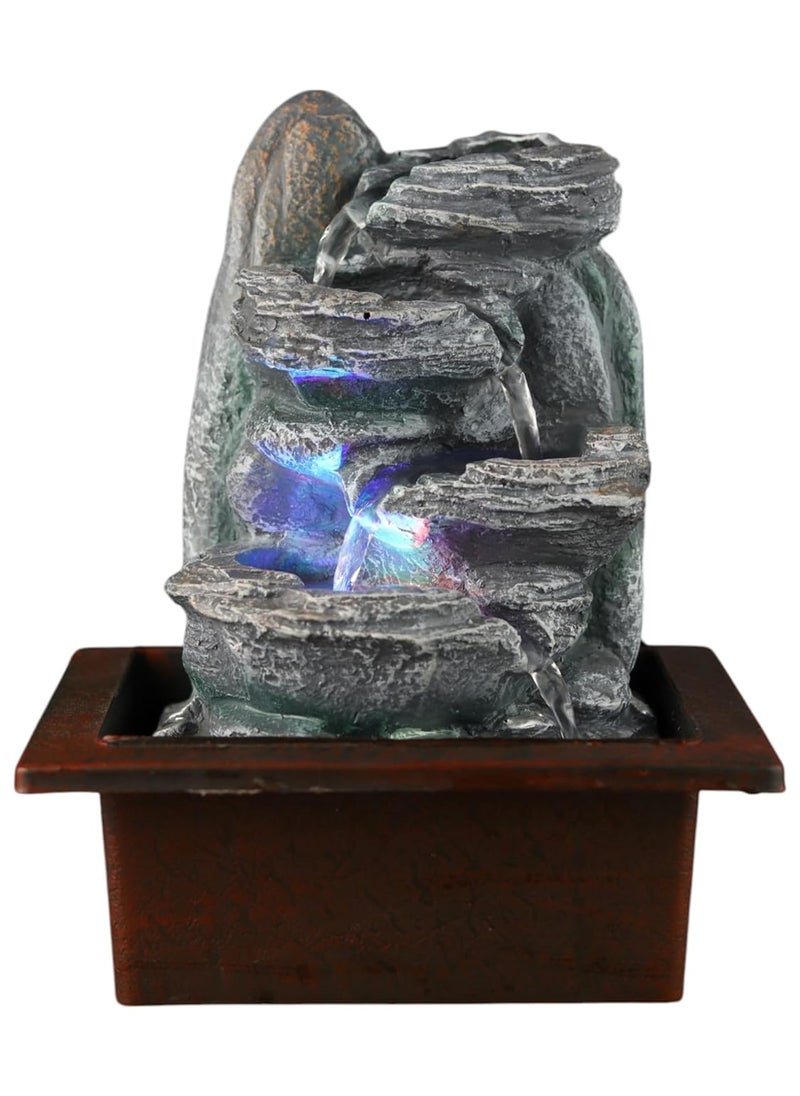 VIVARS VIVARS Relaxing Indoor Tabletop Water Fountain with LED Light Calming Sound for Bedroom Office and Home Dcor Grey  - Image 1