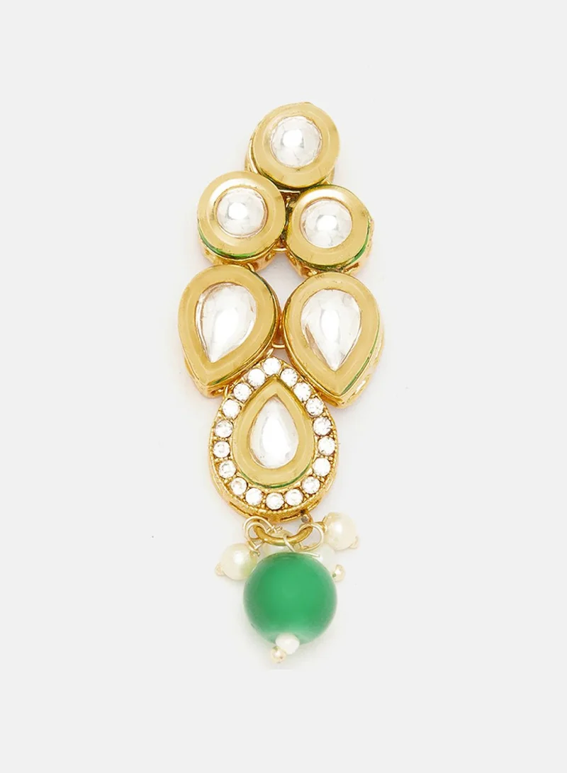 Priyaasi Kundan-Studded  Beaded Contemporary Drop Earrings