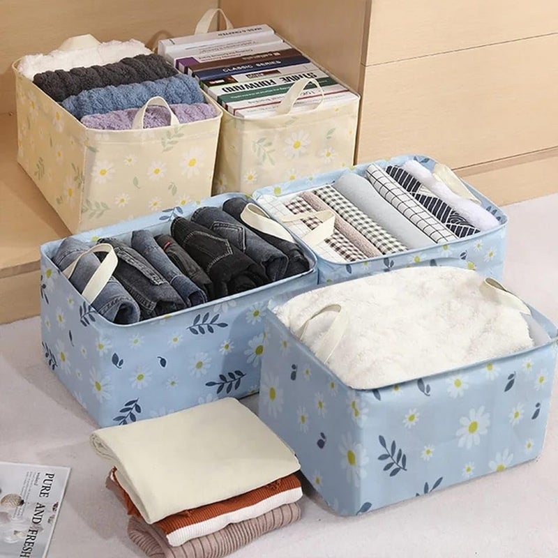 kunya Collapsible Fabric Storage Cubes Organizer with Handles Foldable Storage Baskets for Organizing Toys Books Shelves Closet Large Storage Box with Handles 1 PCS Multicolour Box 1 - Image 3