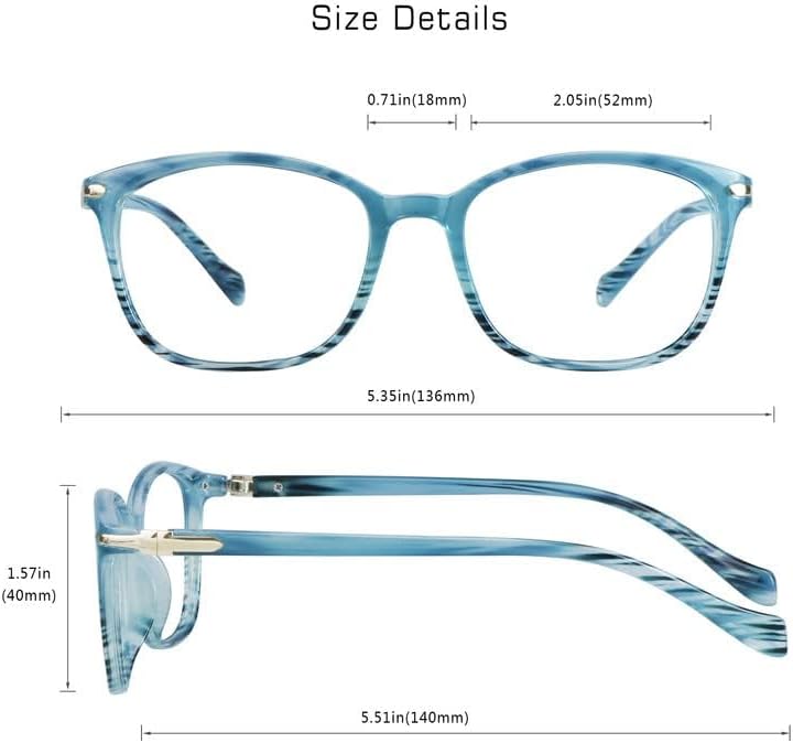 VisionGlobal Blue Light Blocking Glasses for Women/Men, Anti Eyestrain, Computer Reading, TV Glasses, Stylish Square Frame, Anti Glare - Image 3
