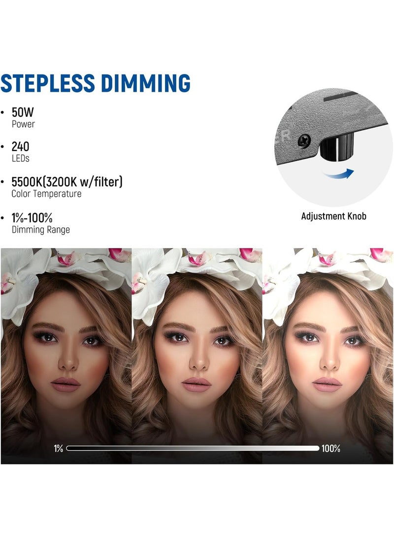 18-Inch LED Ring Light with Stand – 50W Dimmable Lighting for Makeup, Tattoo, Salon, and Video - Image 4