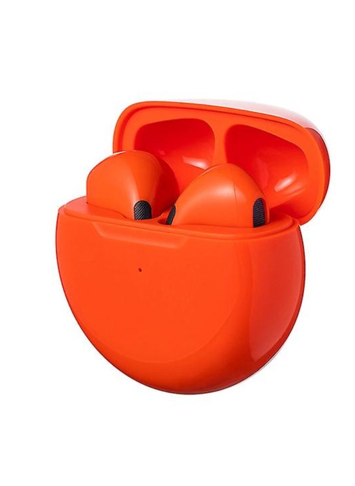 DIGI CORE - Pro 6 TWS True Wireless Headphones Bluetooth Earphone Earbuds Bass Headset Wireless Earbuds In-Ear Earbuds Lightweight Bluetooth 5.0 Headphones With Mic Multimode Headphone (Reddish Orange) - Image 1