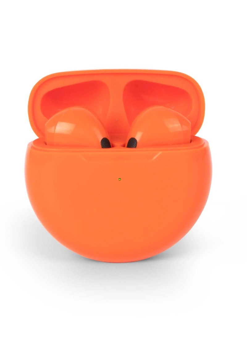 DIGI CORE - Pro 6 TWS True Wireless Headphones Bluetooth Earphone Earbuds Bass Headset Wireless Earbuds In-Ear Earbuds Lightweight Bluetooth 5.0 Headphones With Mic Multimode Headphone (Reddish Orange) - Image 1