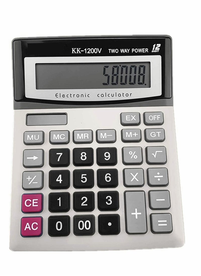 Generic Solar Battery Desktop Calculator Large Dual Power Standard Function Business with 12 Digit LCD Display Convenient for Student Office, Home, Market  - Image 1