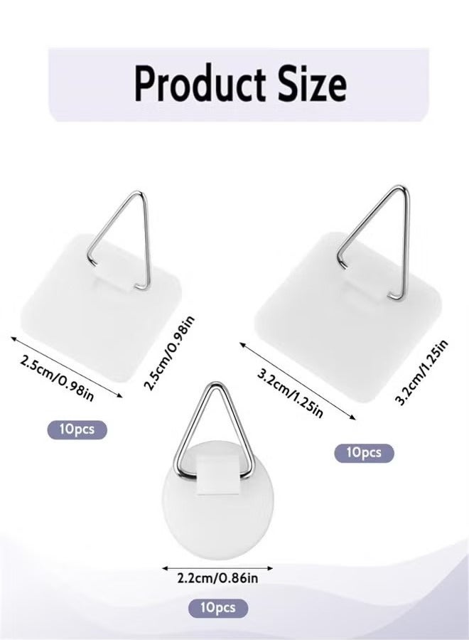 Ailily Wall Plate Hanger Display Holder, 30 Pack Invisible Vertical Plate Holders Adhesive Picture Hanging Hooks Without Nails Plastic Sticky for Home Wall Art Photo Frame, 3 Size  - Image 2